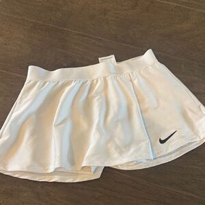 Nike White Athletic Skort with Black Swoosh